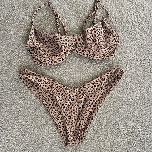Pinkcolada tropez bikini top & bottom in leopard mocha - size M